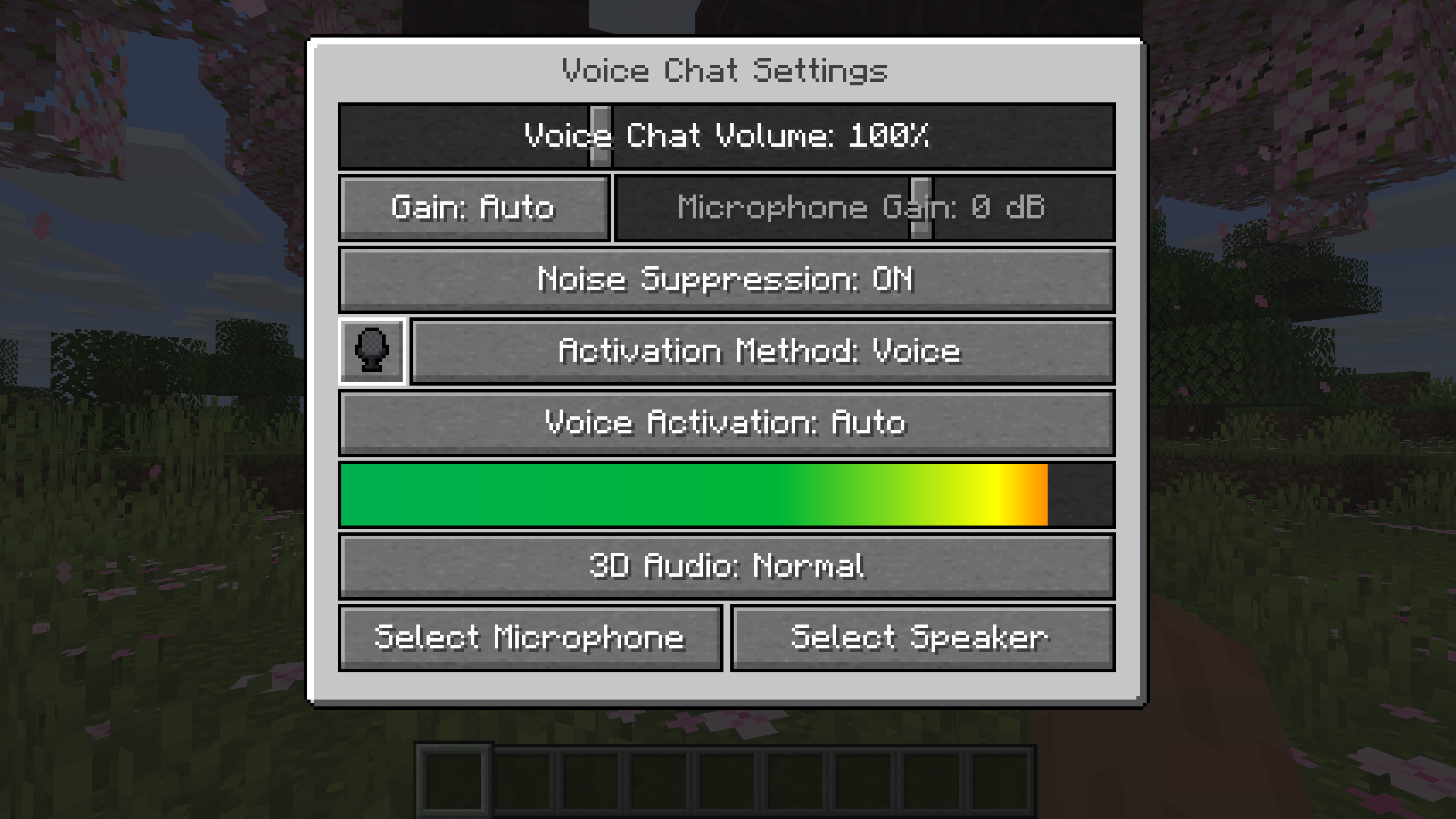 Настройки микрофона и звука Simple Voice Chat